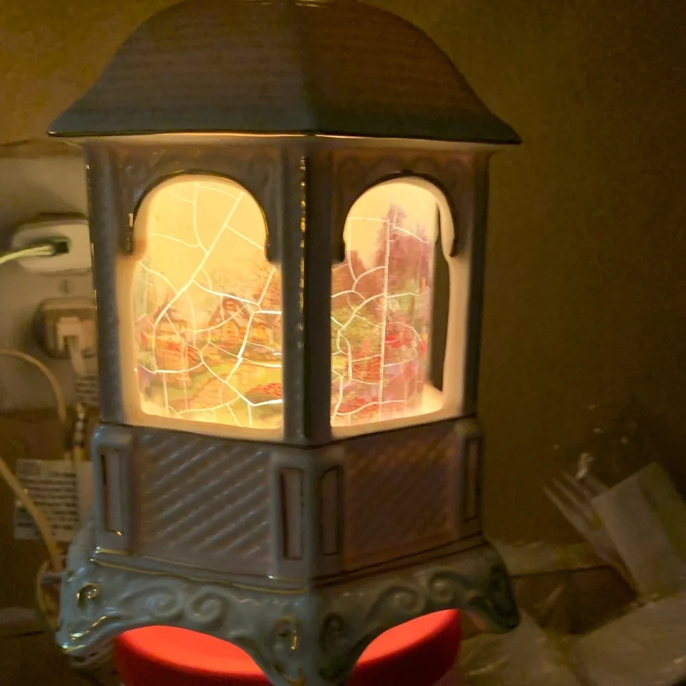 Vintage Thomas Kinkade Cottage Gazebo Lighted Music Make A Wish Box